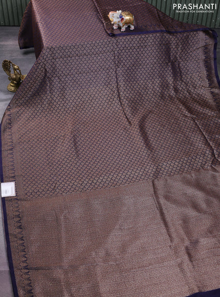 Banarasi semi silk saree navy blue with allover thread & zari weaves and woven border