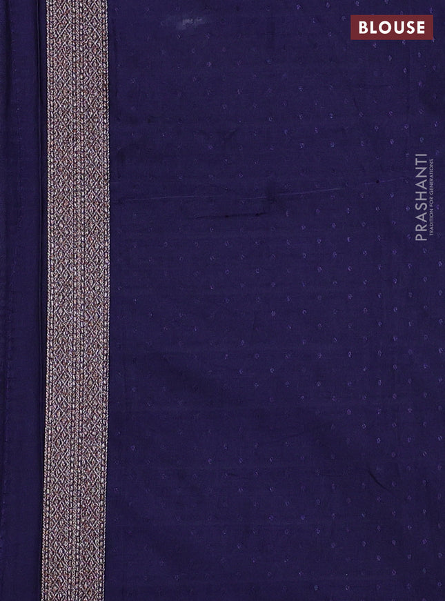 Banarasi semi silk saree navy blue with allover thread & zari weaves and woven border