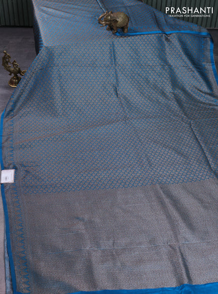 Banarasi semi silk saree cs blue with allover thread & zari weaves and woven border