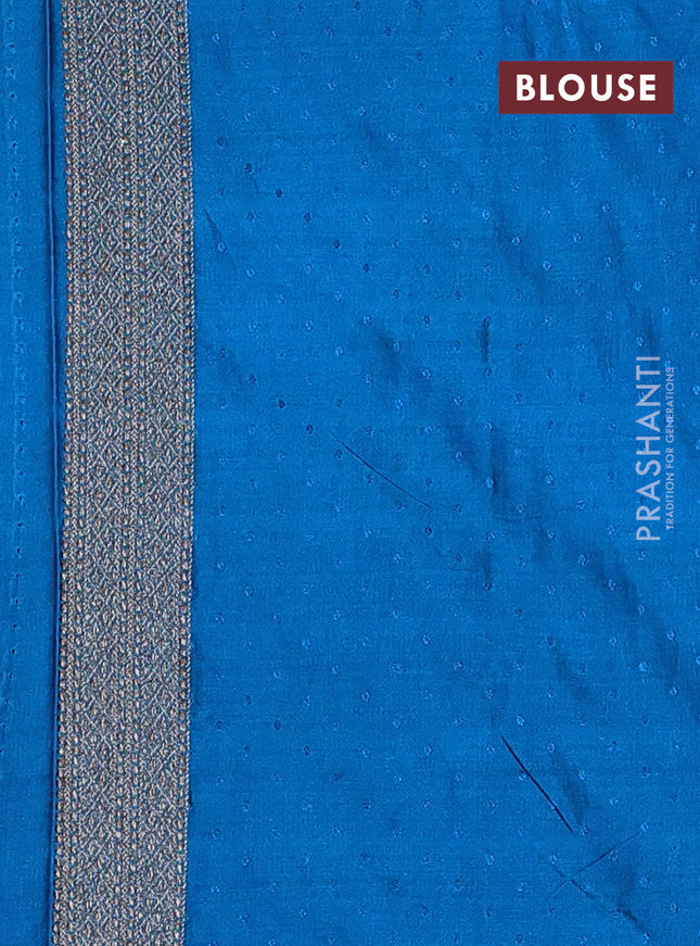 Banarasi semi silk saree cs blue with allover thread & zari weaves and woven border