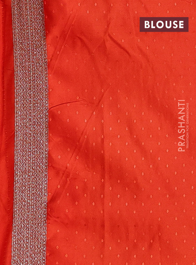 Banarasi semi silk saree orange with allover thread & zari weaves and woven border
