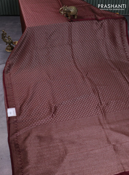 Banarasi semi silk saree deep maroon with allover thread & zari weaves and woven border