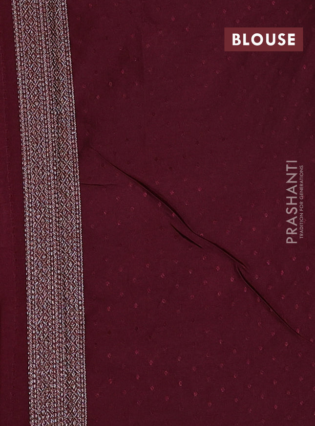 Banarasi semi silk saree deep maroon with allover thread & zari weaves and woven border
