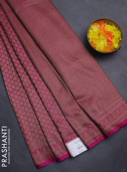 Banarasi semi silk saree pink with allover thread & zari weaves and woven border