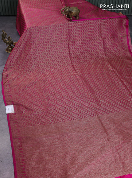 Banarasi semi silk saree pink with allover thread & zari weaves and woven border