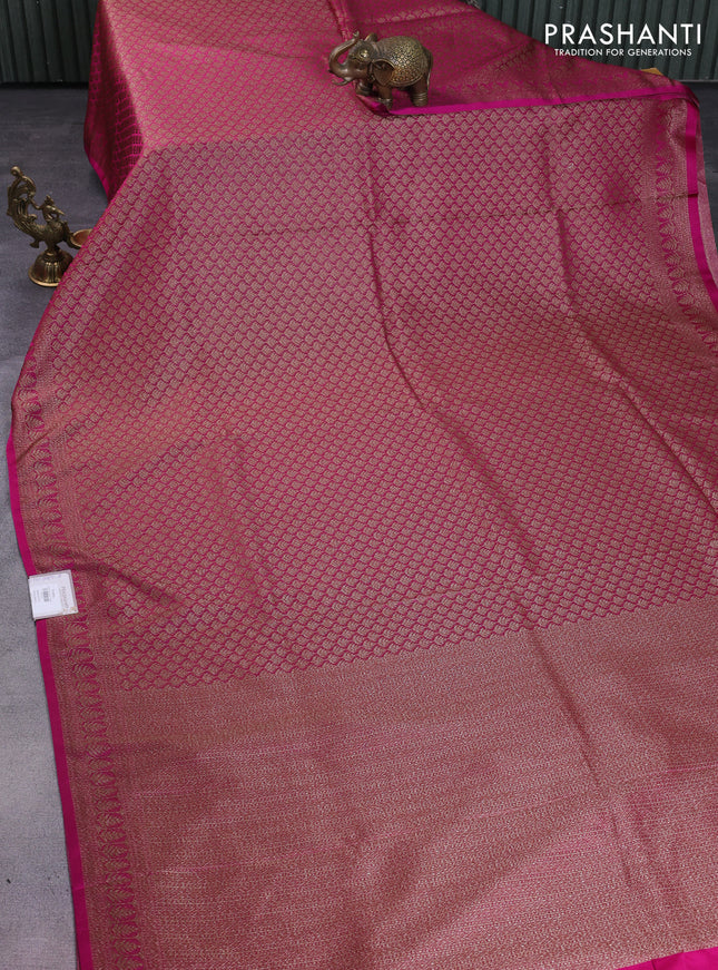 Banarasi semi silk saree pink with allover thread & zari weaves and woven border
