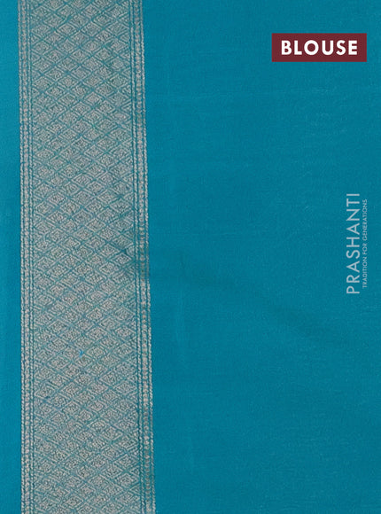 Banarasi semi silk saree teal green with allover thread & zari weaves and woven border