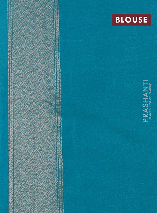 Banarasi semi silk saree teal green with allover thread & zari weaves and woven border