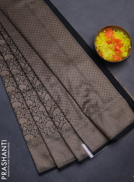 Banarasi semi silk saree black with allover thread & zari weaves and woven border