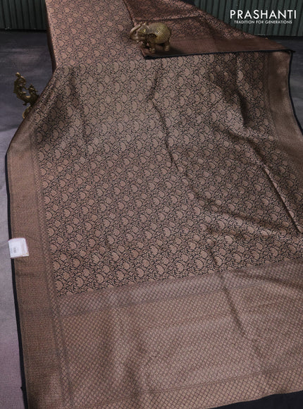 Banarasi semi silk saree black with allover thread & zari weaves and woven border