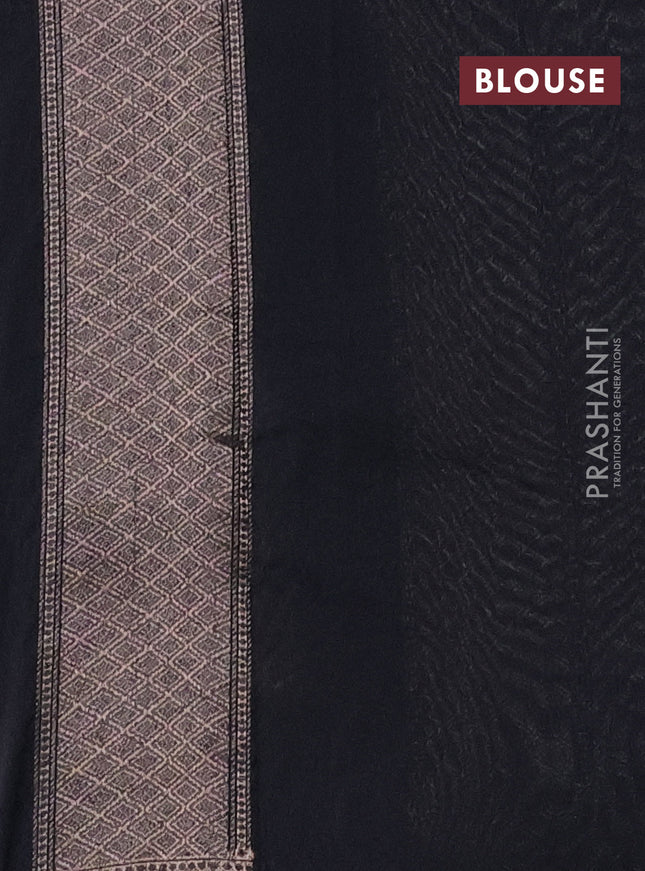 Banarasi semi silk saree black with allover thread & zari weaves and woven border