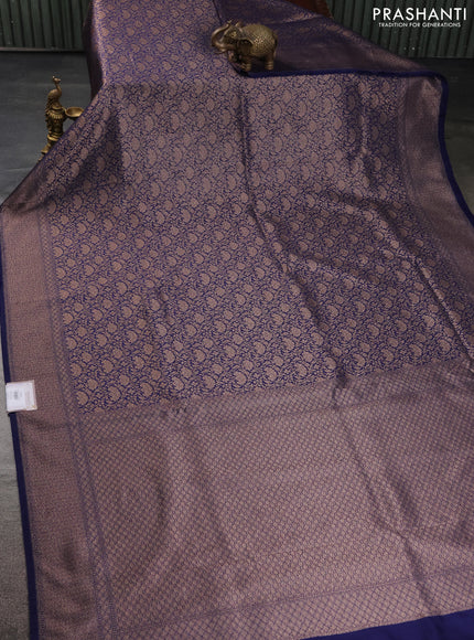 Banarasi semi silk saree blue with allover thread & zari weaves and woven border