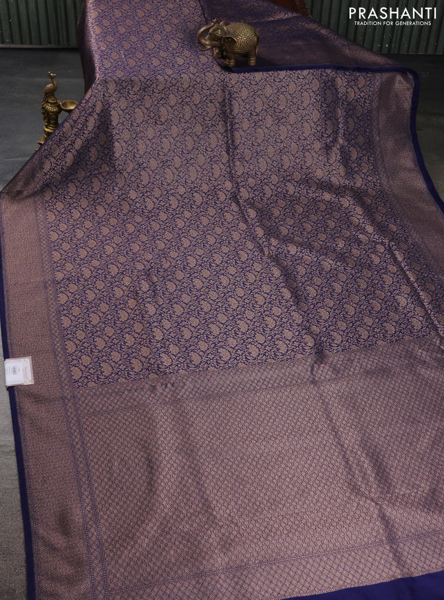 Banarasi semi silk saree blue with allover thread & zari weaves and woven border