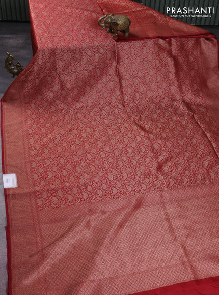 Banarasi semi silk saree maroon with allover thread & zari weaves and woven border