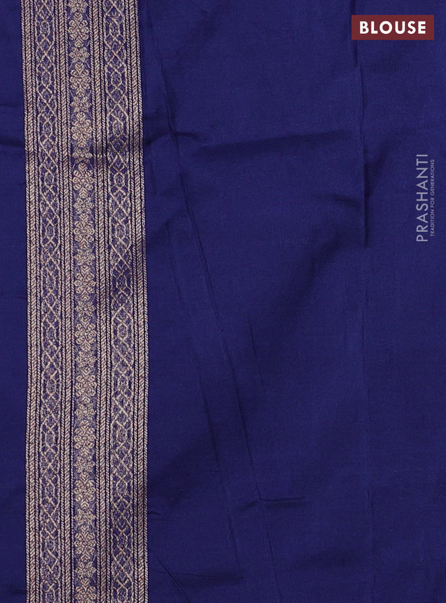 Banarasi semi silk saree blue with allover thread & zari weaves and woven border