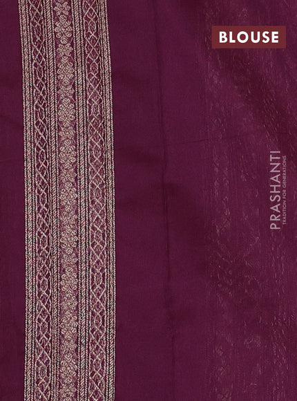 Banarasi semi silk saree wine shade with allover thread & zari weaves and woven border