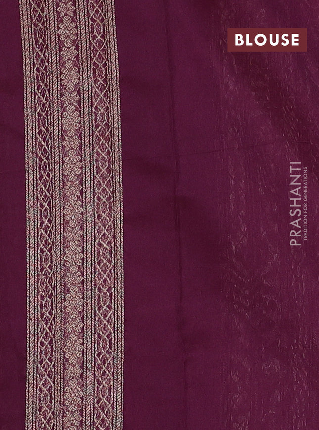 Banarasi semi silk saree wine shade with allover thread & zari weaves and woven border