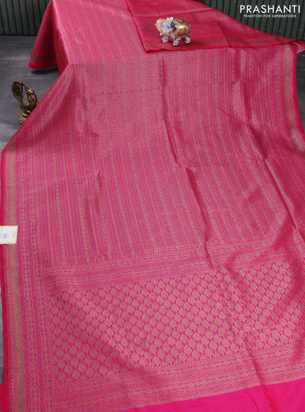 Banarasi semi silk saree pink with allover thread & zari weaves and woven border