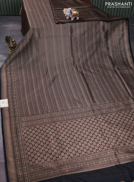 Banarasi semi silk saree black with allover thread & zari weaves and woven border