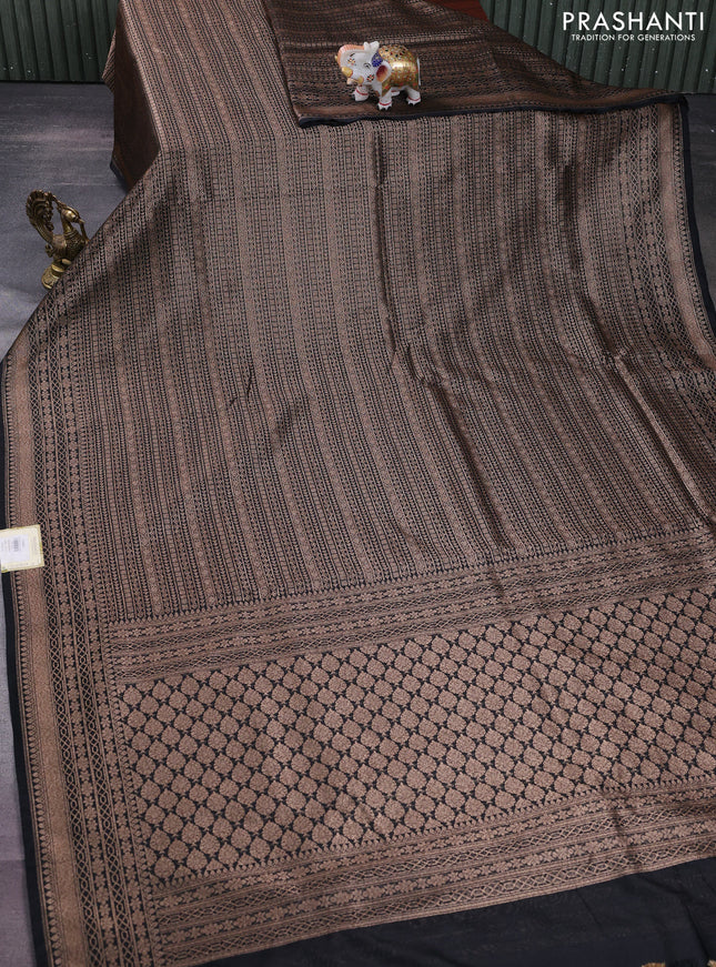 Banarasi semi silk saree black with allover thread & zari weaves and woven border