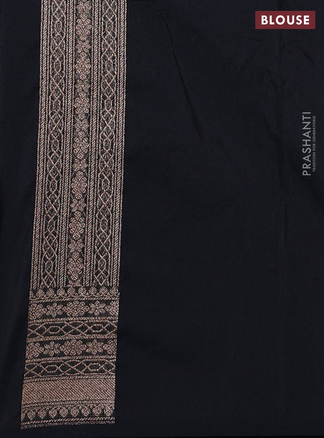Banarasi semi silk saree black with allover thread & zari weaves and woven border