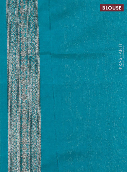 Banarasi semi silk saree teal green with allover thread & zari weaves and woven border