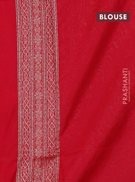 Banarasi semi silk saree red with allover thread & zari weaves and woven border