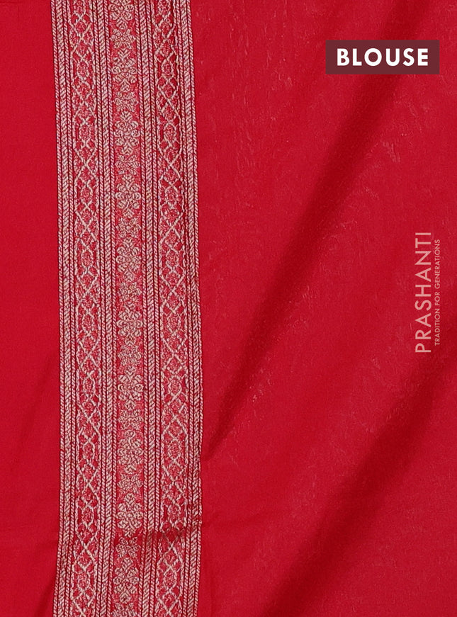 Banarasi semi silk saree red with allover thread & zari weaves and woven border