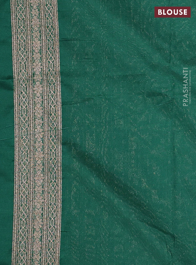 Banarasi semi silk saree green with allover thread & zari weaves and woven border