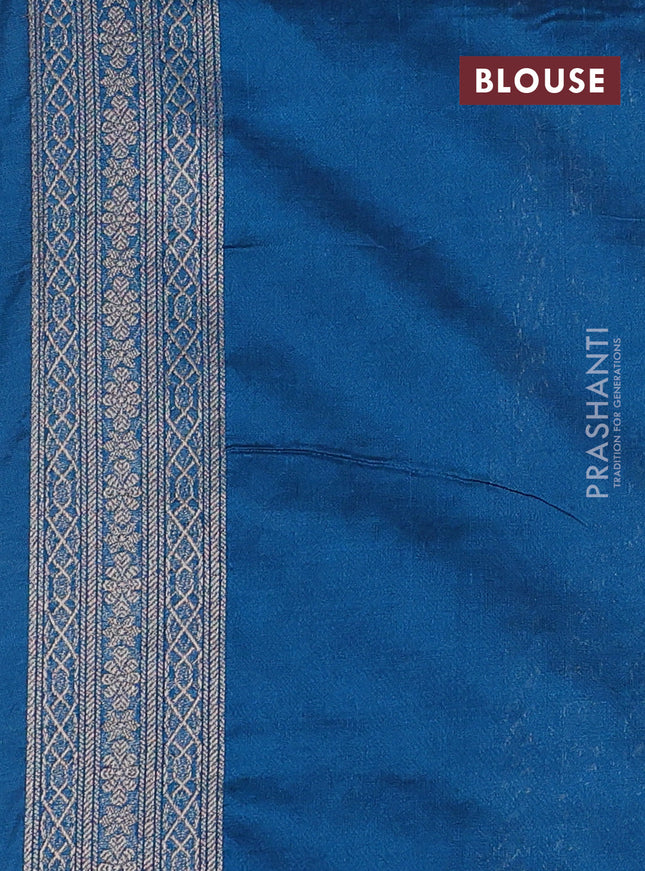 Banarasi semi silk saree peacock blue with allover thread & zari weaves and woven border
