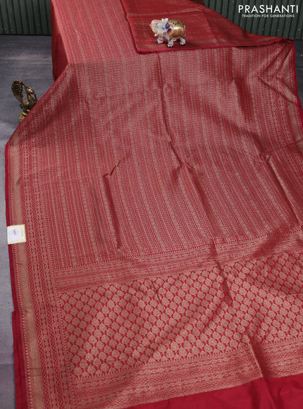 Banarasi semi silk saree maroon with allover thread & zari weaves and woven border