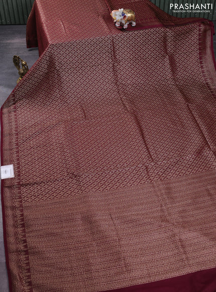 Banarasi semi silk saree maroon with allover thread & zari weaves and woven border