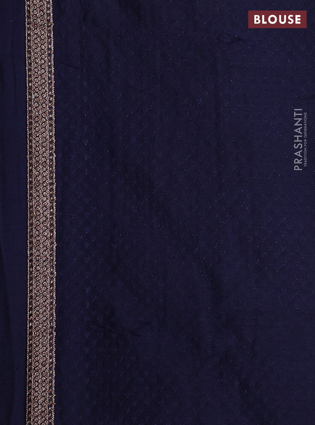 Banarasi semi silk saree navy blue with allover thread & zari weaves and woven border