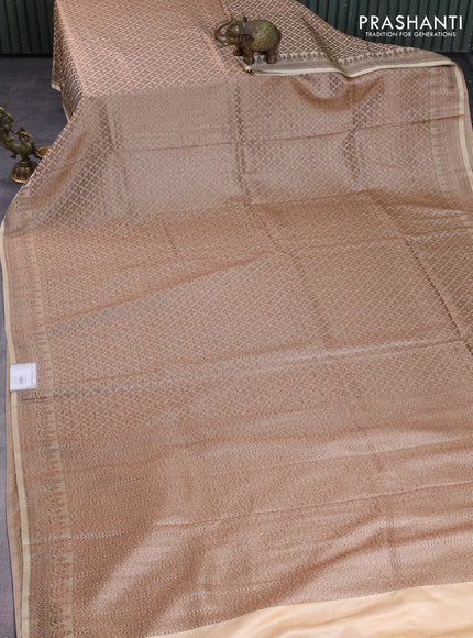 Banarasi semi silk saree sandal with allover thread & zari weaves and woven border