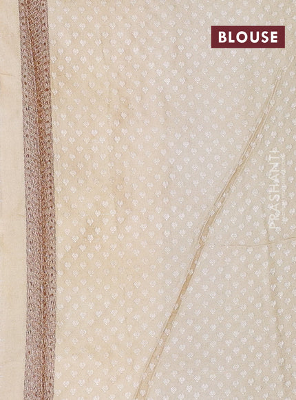 Banarasi semi silk saree sandal with allover thread & zari weaves and woven border