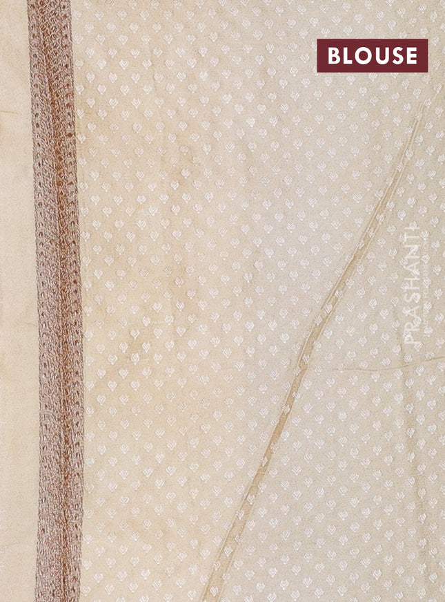 Banarasi semi silk saree sandal with allover thread & zari weaves and woven border