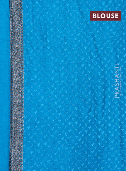 Banarasi semi silk saree cs blue with allover thread & zari weaves and woven border