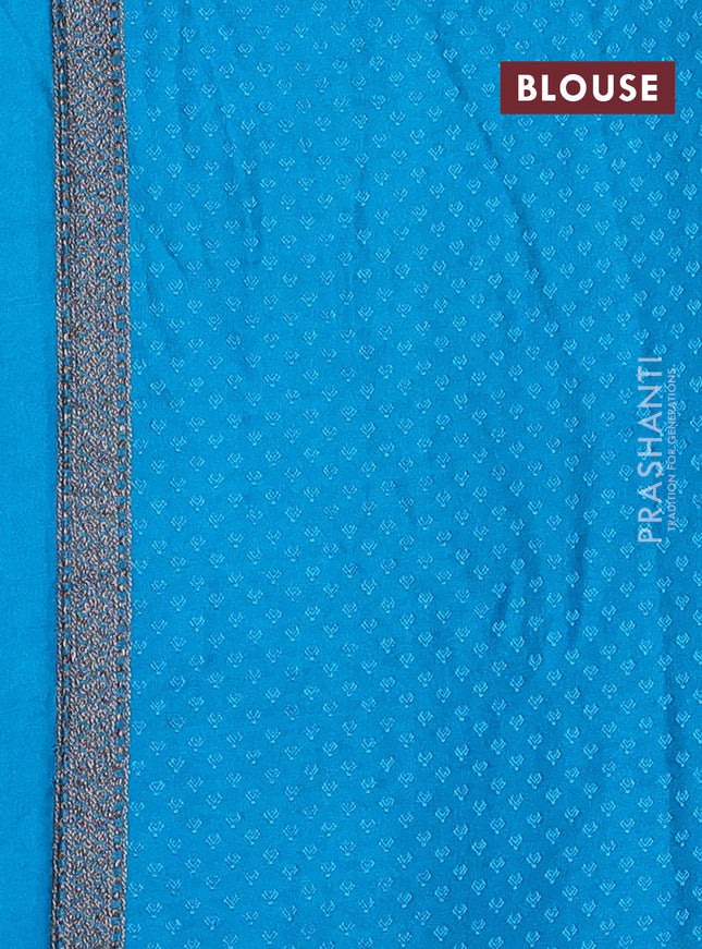 Banarasi semi silk saree cs blue with allover thread & zari weaves and woven border