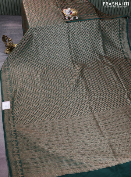 Banarasi semi silk saree green with allover thread & zari weaves and woven border