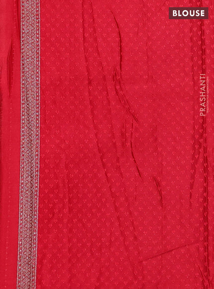 Banarasi semi silk saree red with allover thread & zari weaves and woven border