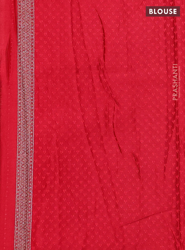 Banarasi semi silk saree red with allover thread & zari weaves and woven border