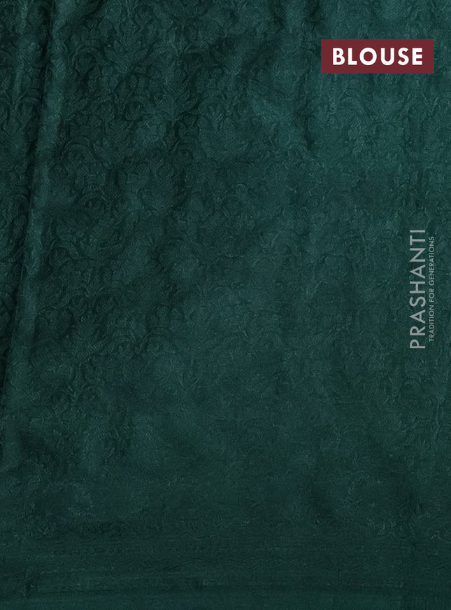 Banarasi semi silk saree green with allover thread & zari weaves and woven border