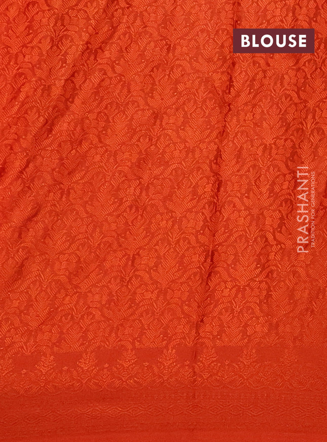 Banarasi semi silk saree orange with allover thread & zari weaves and woven border