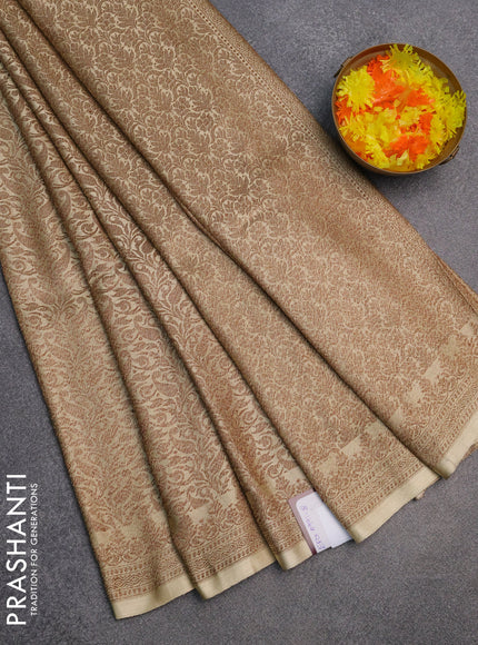 Banarasi semi silk saree cream with allover thread & zari weaves and woven border