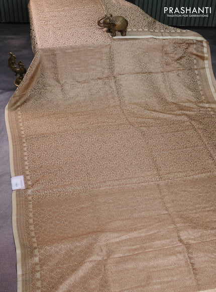 Banarasi semi silk saree cream with allover thread & zari weaves and woven border