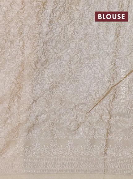 Banarasi semi silk saree cream with allover thread & zari weaves and woven border