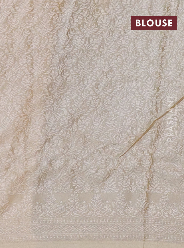 Banarasi semi silk saree cream with allover thread & zari weaves and woven border