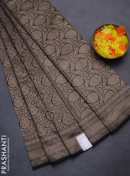 Banarasi semi silk saree black with allover thread & zari weaves and woven border