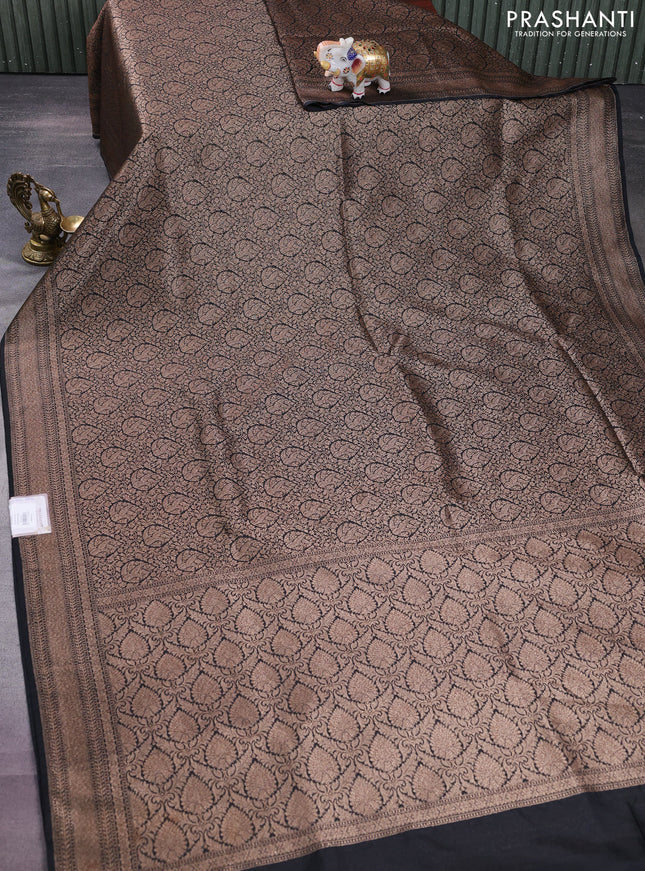 Banarasi semi silk saree black with allover thread & zari weaves and woven border