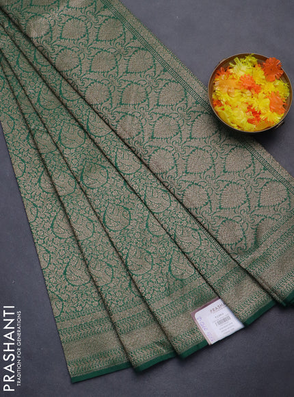 Banarasi semi silk saree green with allover thread & zari weaves and woven border
